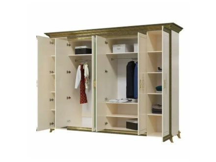 Шкаф 6-ти дверный СГ-03 Грация, Слоновая кость ​ 