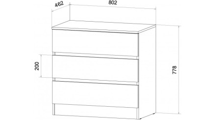 Комод 3 ящика Ленора, Дуб вотан/Кашемир 