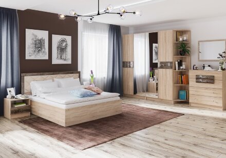 Шкаф 3-х створчатый Мадлен (дуб сонома/дуб шале мореный)   