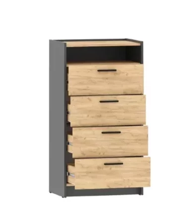 Комод Оттавия НМ 011.03, Антрацит/Дуб Крафт Золотой  